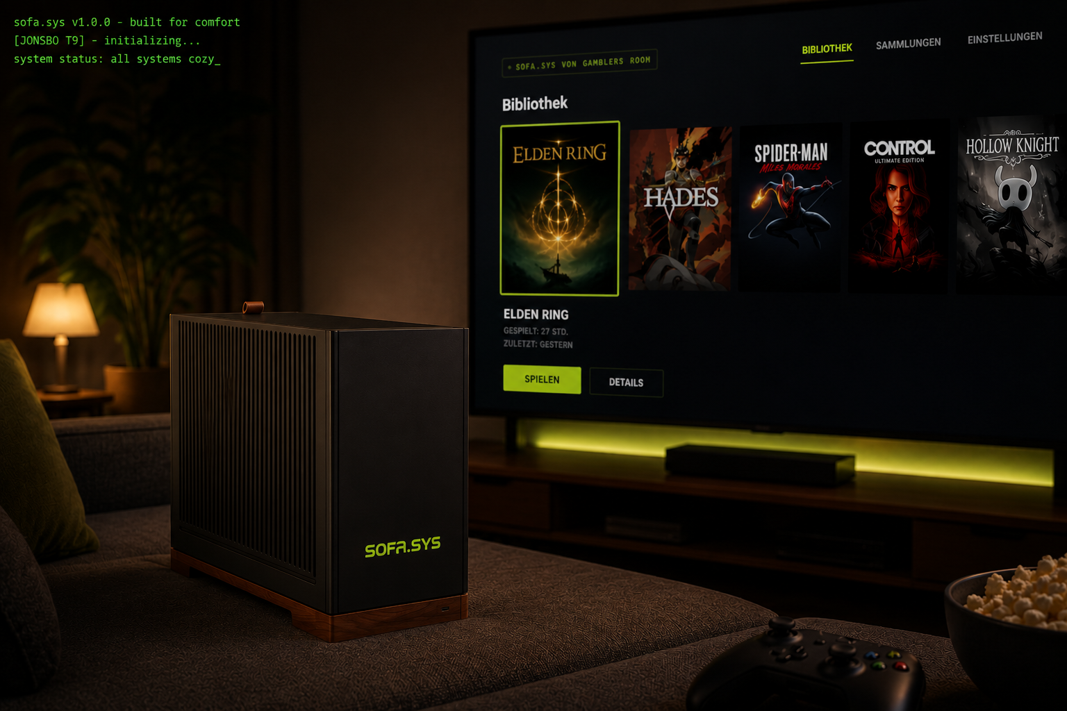 SOFA.SYS im Wohnzimmer – Gaming-PC für die Couch