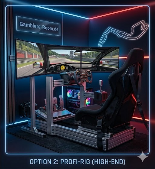 Profi SIM Racing Cockpit mit Triple-Monitor und Racing Seat